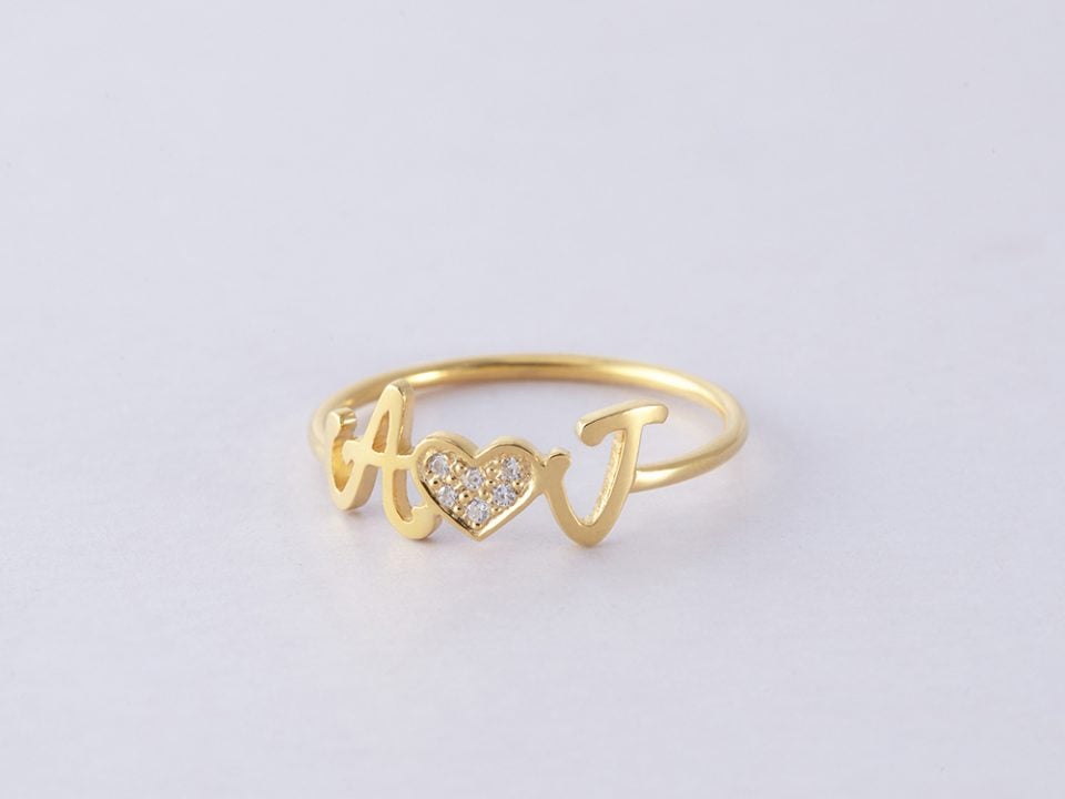 centime Gold Care Guide How to clean gold jewelry at home Double Initials Ring with Diamond Heart