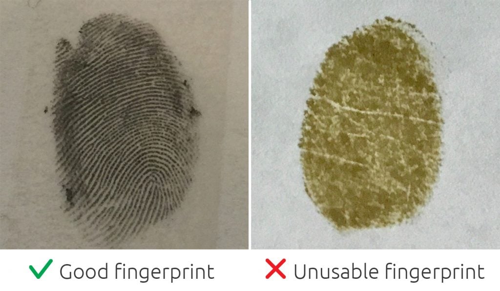 Good fingerprint vs Unusable Fingerprint